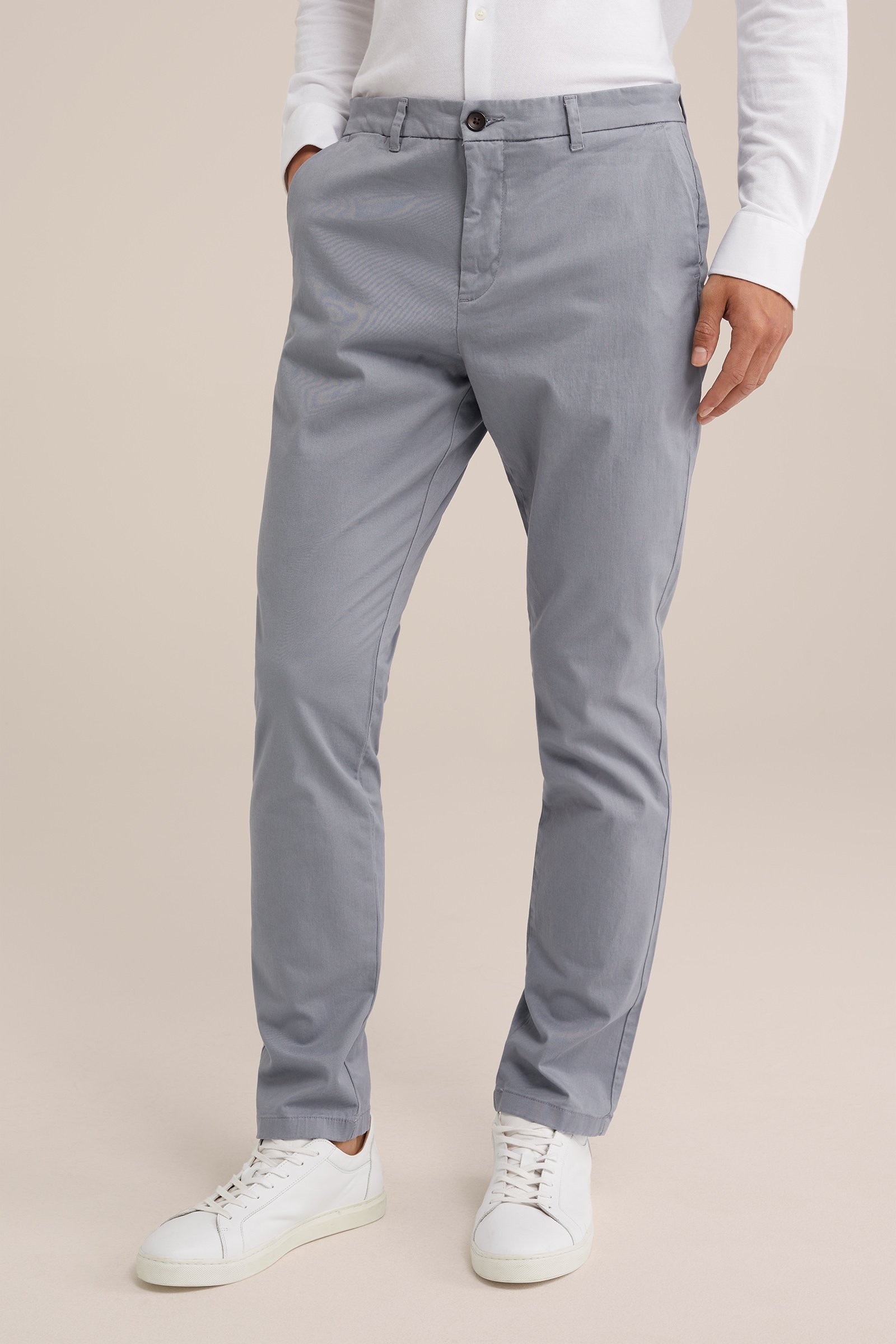slim fit chino met stretch Fundamentals Lichtblauw