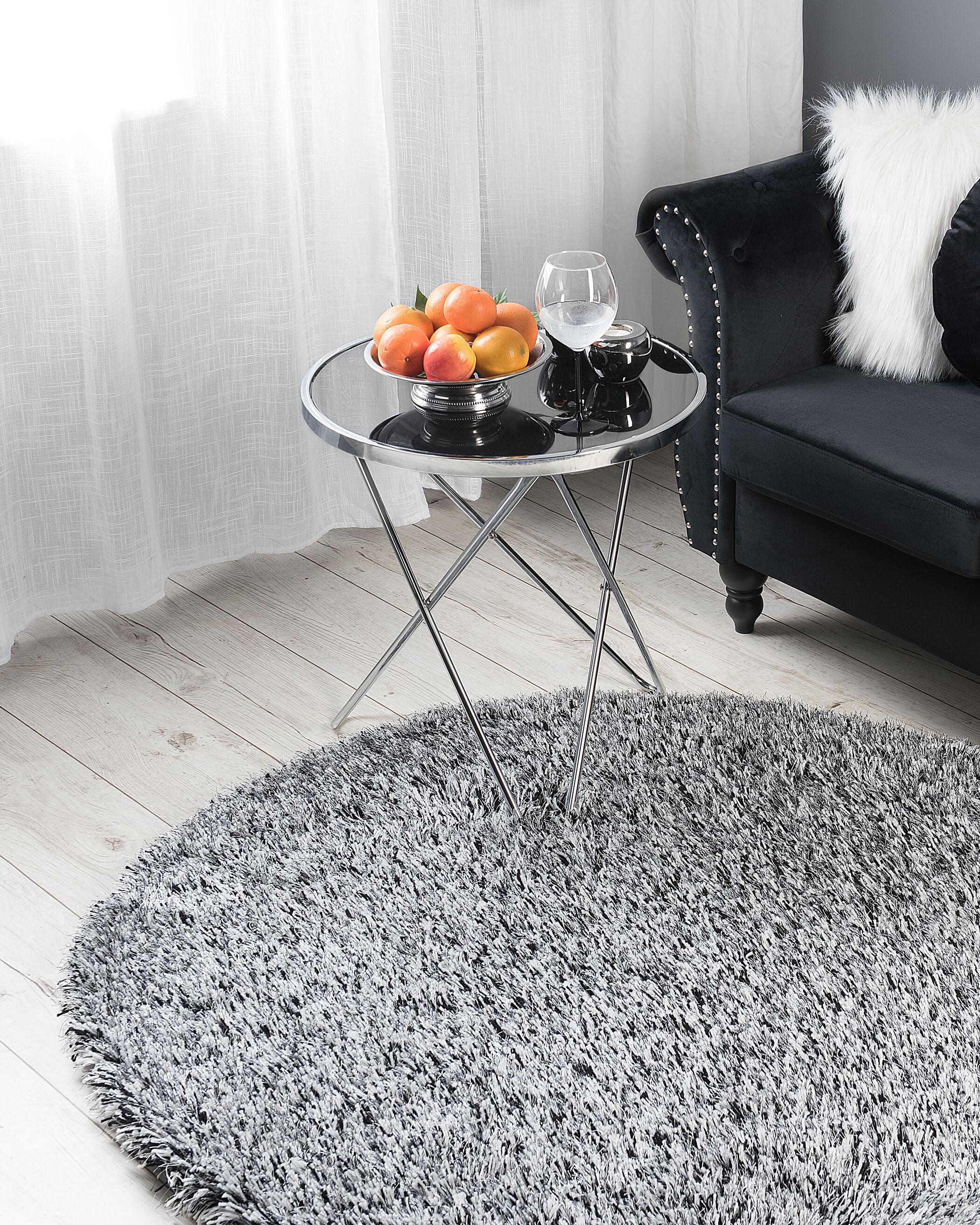 Hoogpoligvloerkleed CIDE Zwart/wit ø 140 cm