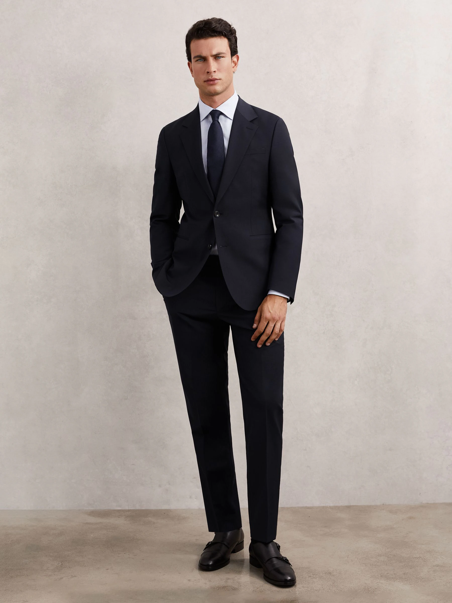 Marineblauw - Reiss Promise Wool-Blend Slim-Fit Waistcoat
