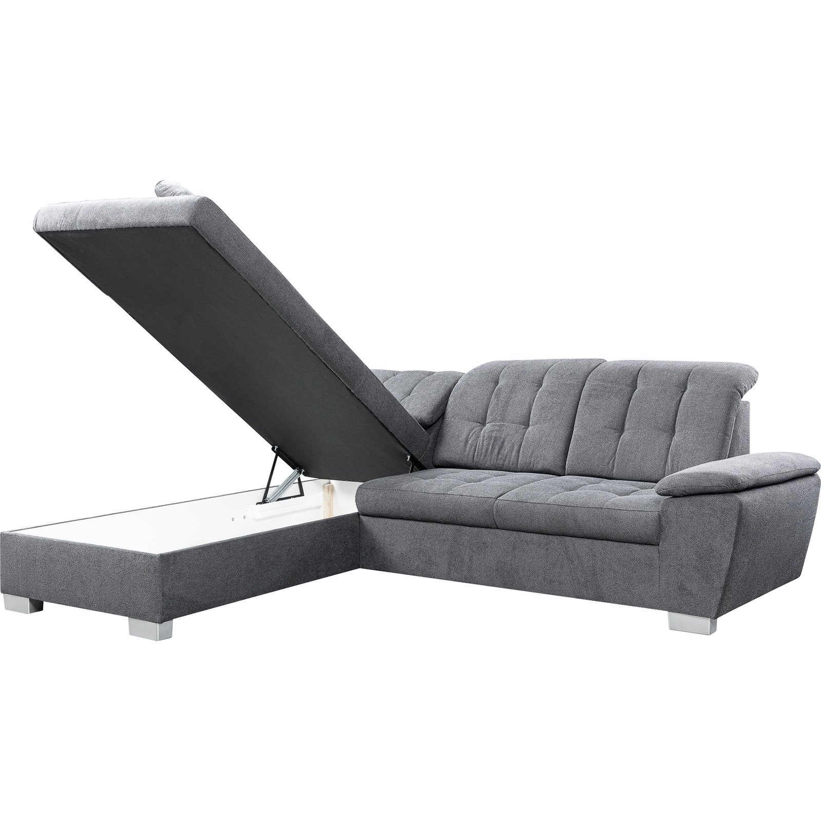 Ecksofa Nicole Stoff grau, Recamière links