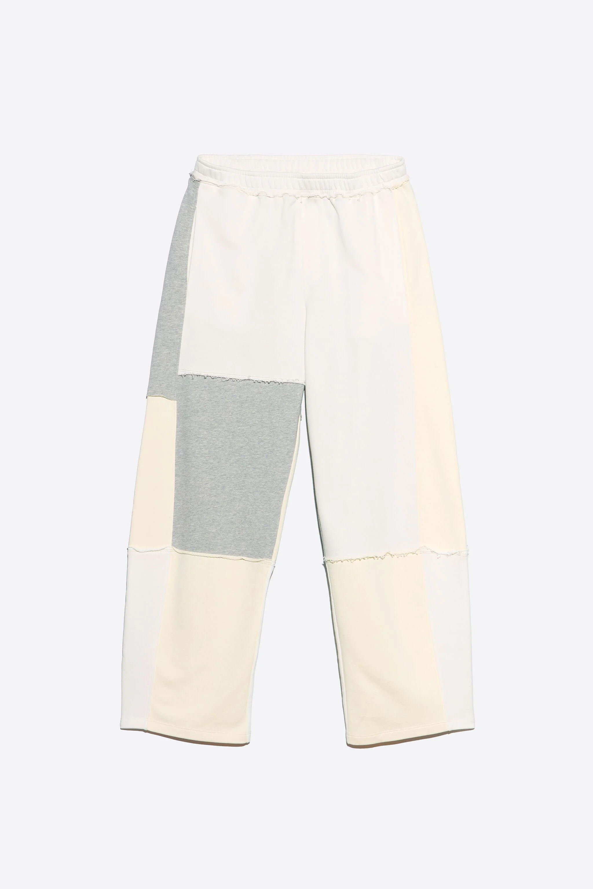 Calça jogger patchwork de algodão cor marfim