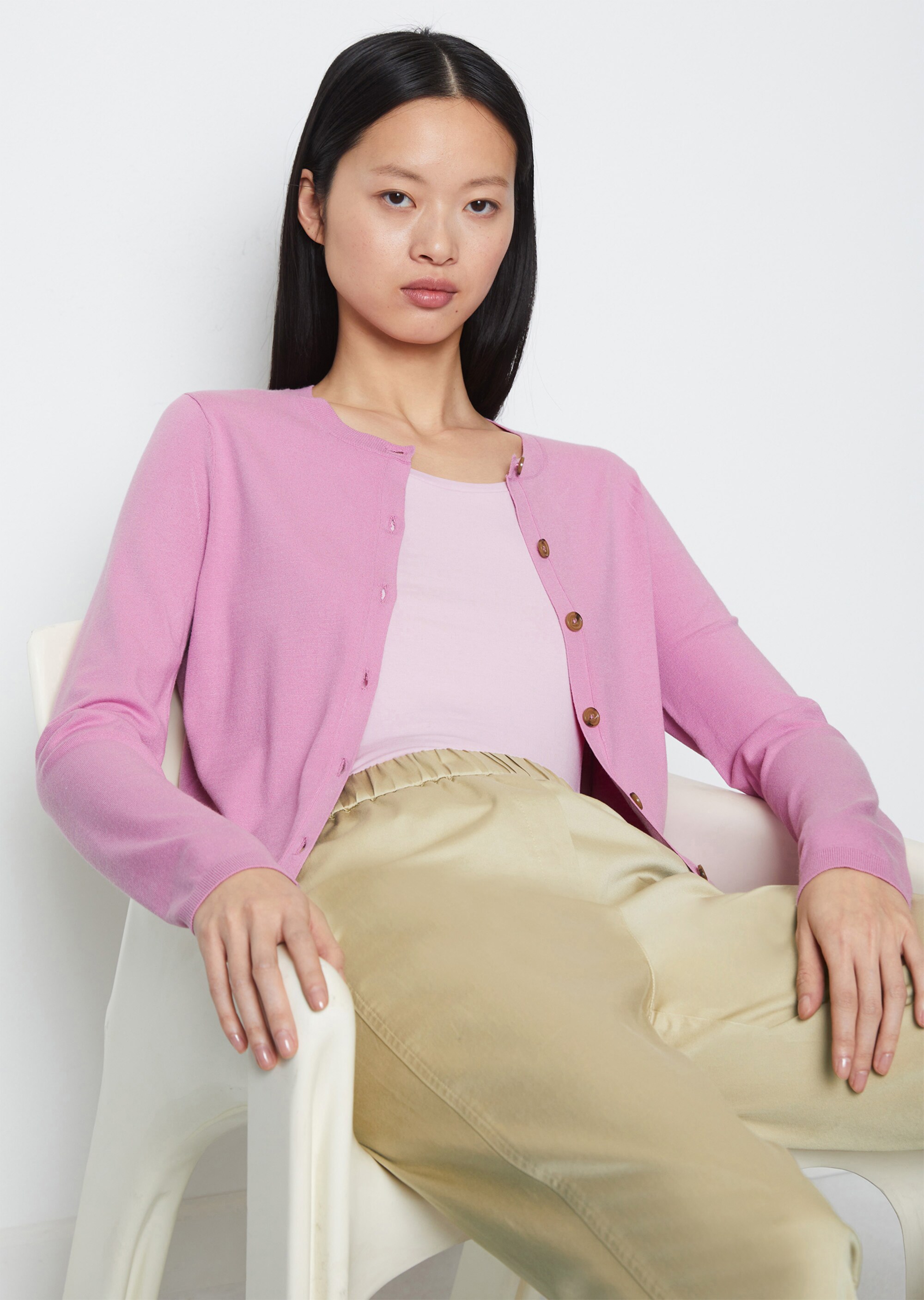 Feinstrick-Cardigan slim aus LENZING™ ECOVERO™