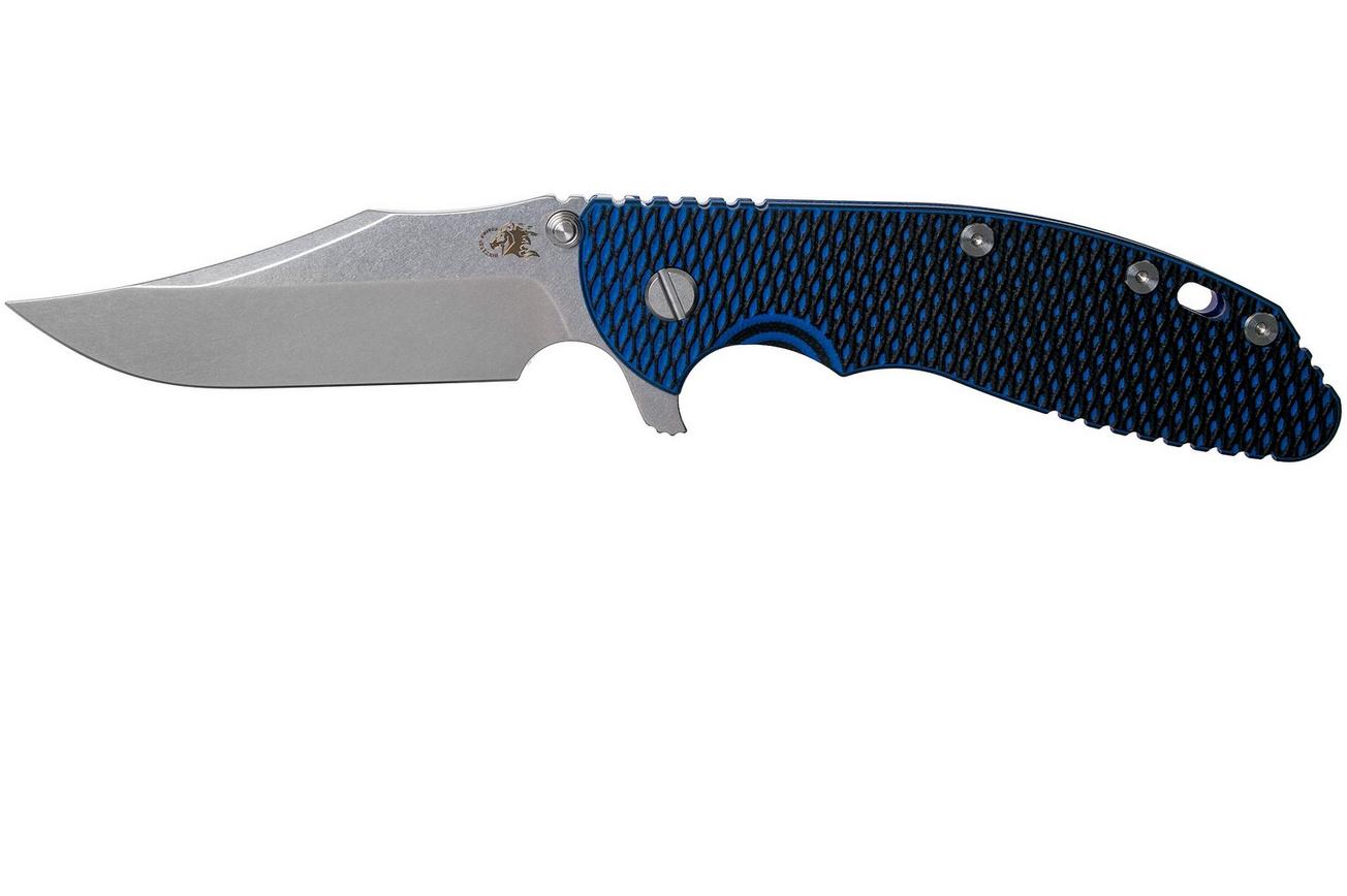 Rick Hinderer XM-24 4” Bowie, CPM 20CV, Stonewashed Blue, Blue Black G10 zakmes