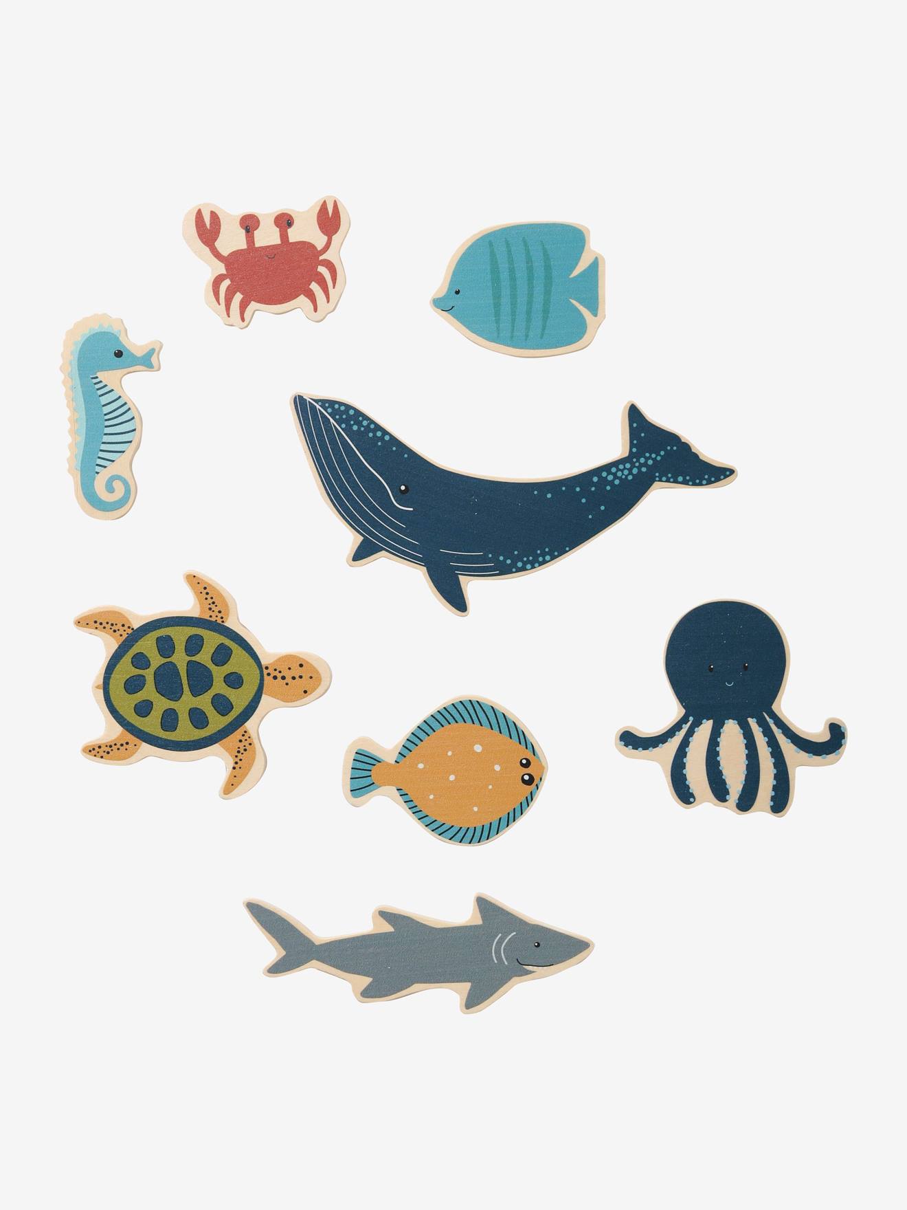 Conjunto de animais marinhos de madeira azul com certificação FSC®