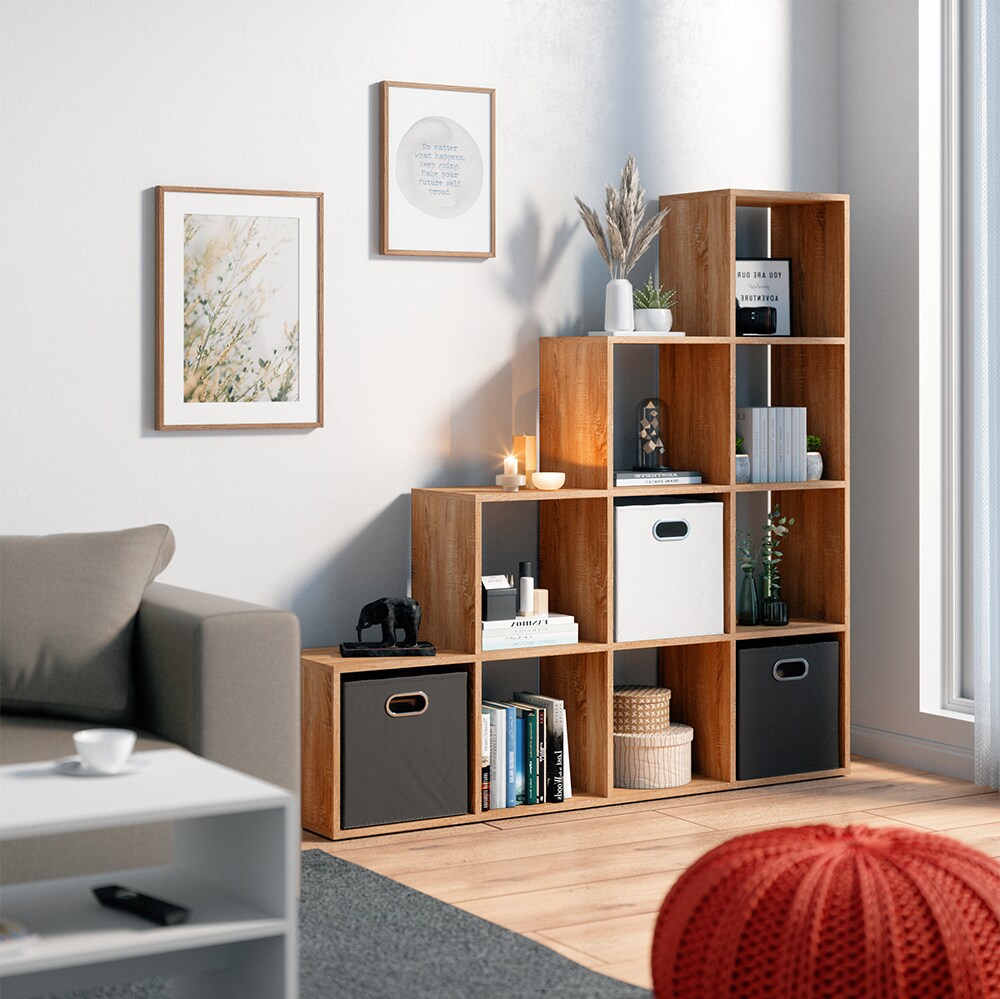 VICCO Treppenregal 10 Fächer Eiche Sonoma - Raumteiler Stufenregal Bücherregal