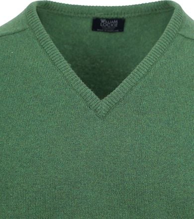 William Lockie V-Hals Lamswol Groen 7092 HF V-NECK Gras Groen M10045 kopen