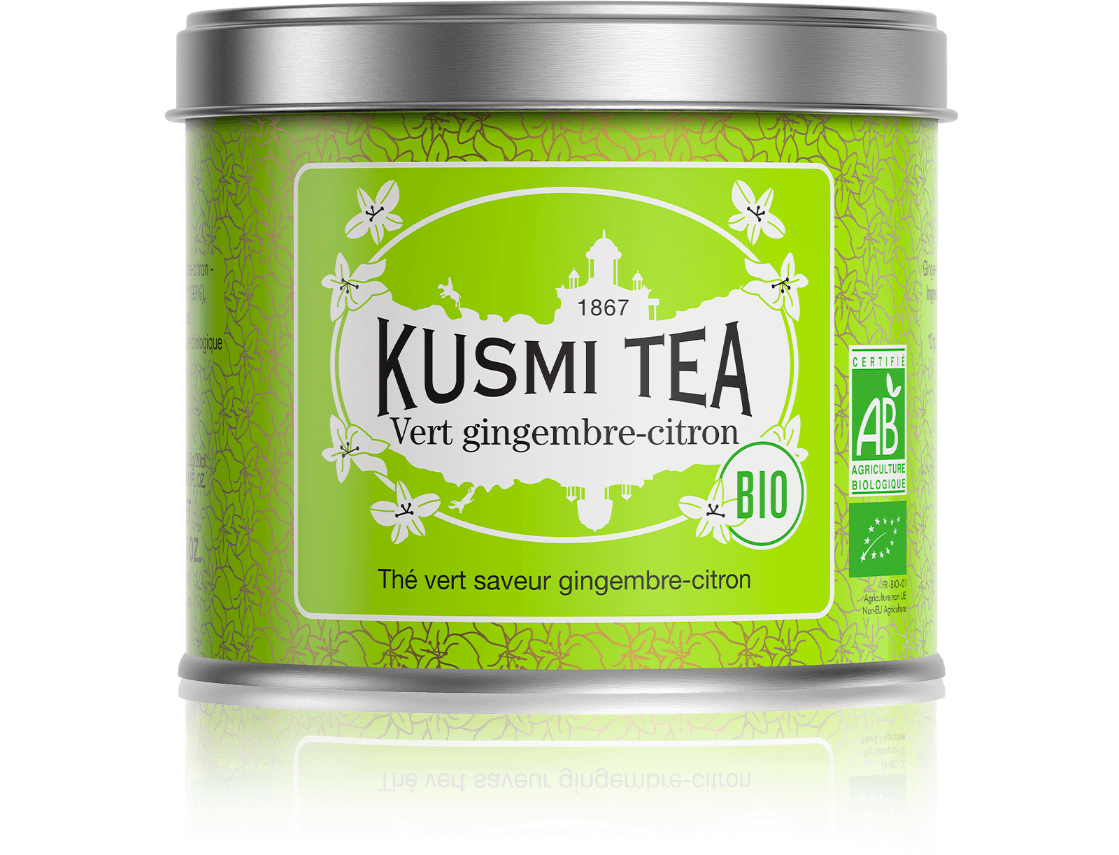 Vert gingembre-citron-Thé vert bio, gingembre, citron Boîte 100 g