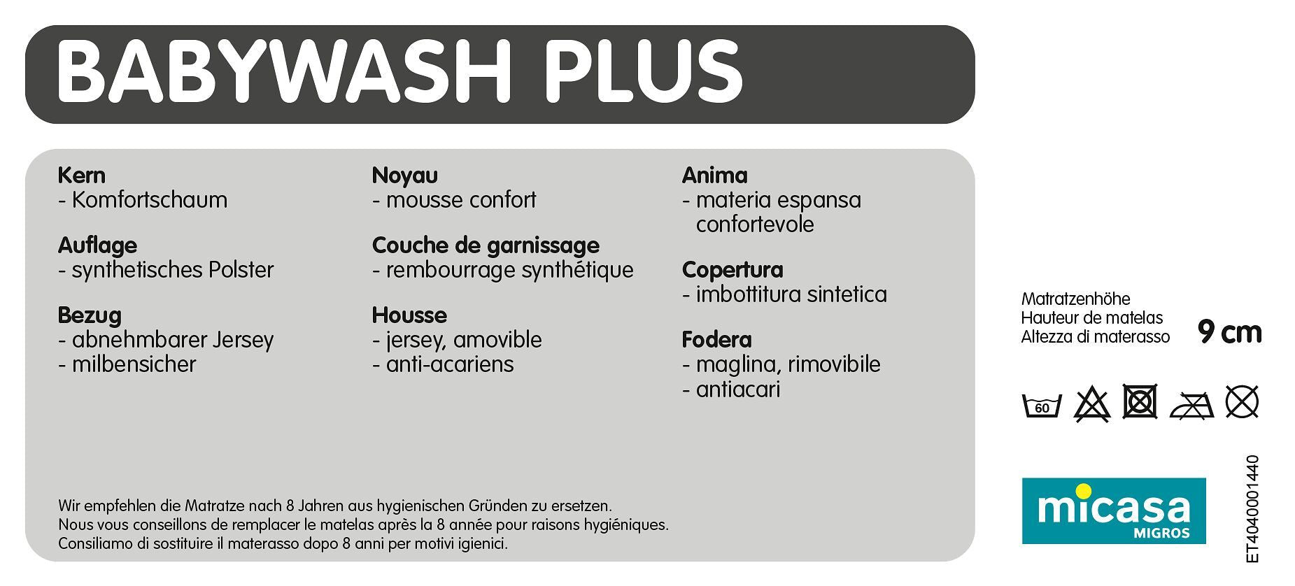 BABYWASH PLUS Matratze - 140.0 cm x 70.0 cm