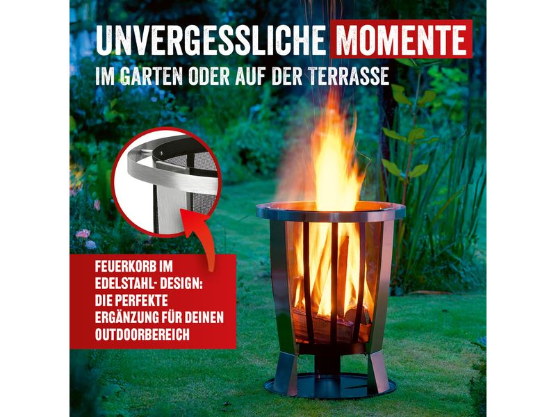 Landmann Feuerkorb Rund 55 cm, Heizstrahler Raucharmes Feuer durch clevere Luftzirkulation