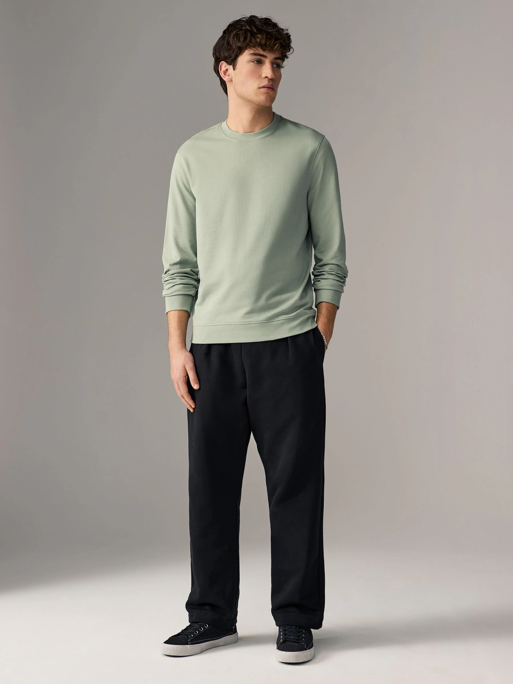 Grijs-groen - Dun sweatshirt met ronde hals