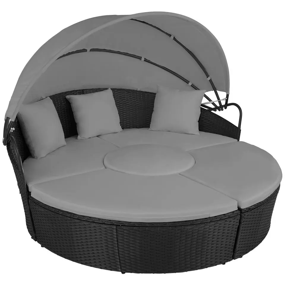 tectake Wicker zonne-eiland Santorini, Zwart