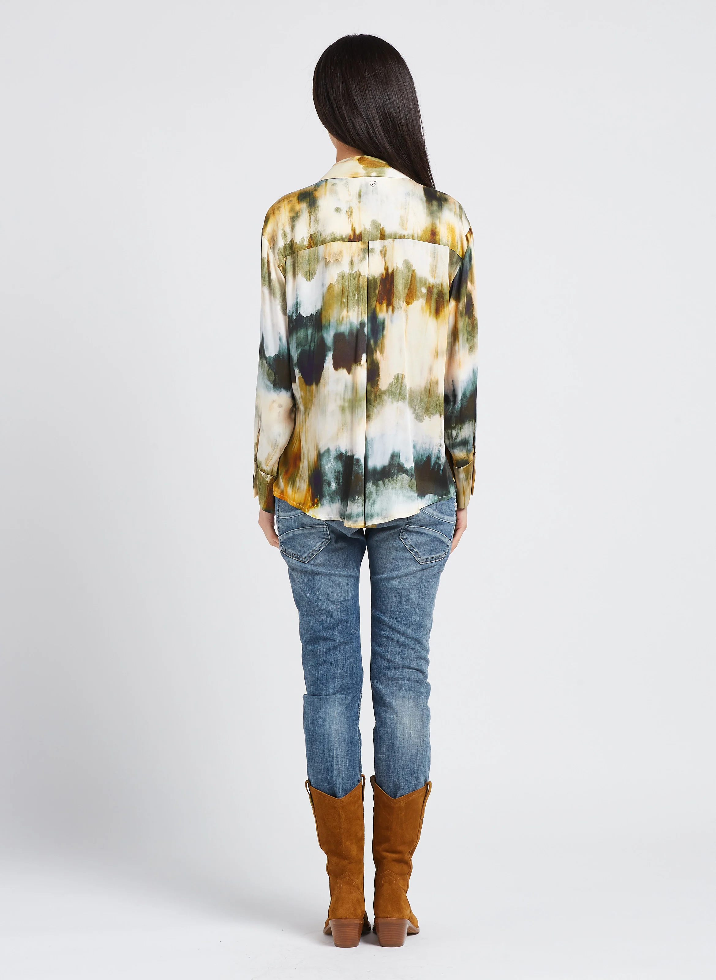Jean mom en coton mélangé | Bleu