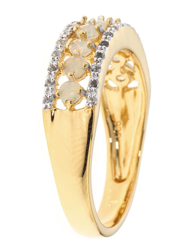 Rivière-Ring, Afrikanischer Opal, Weißtopas, Silber 925 vergoldet
