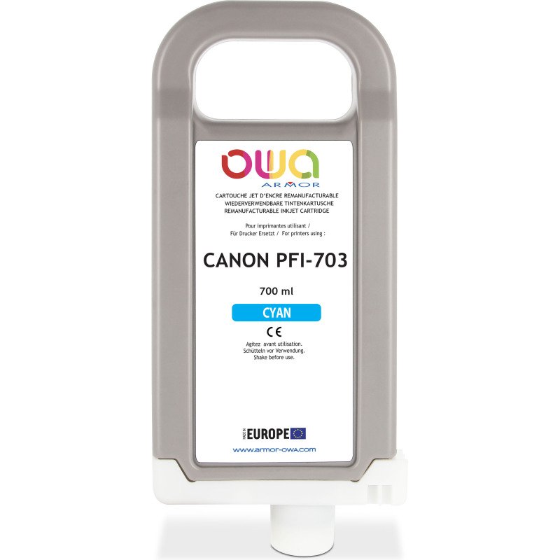 Cartouche d'encre traceur remanufacturable OWA - standard - Cyan - pour CANON PFI-703 C