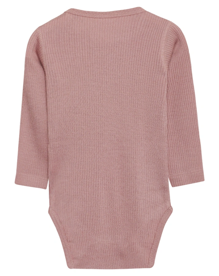 Langarm-Body BERRY mit Wolle in woodrose