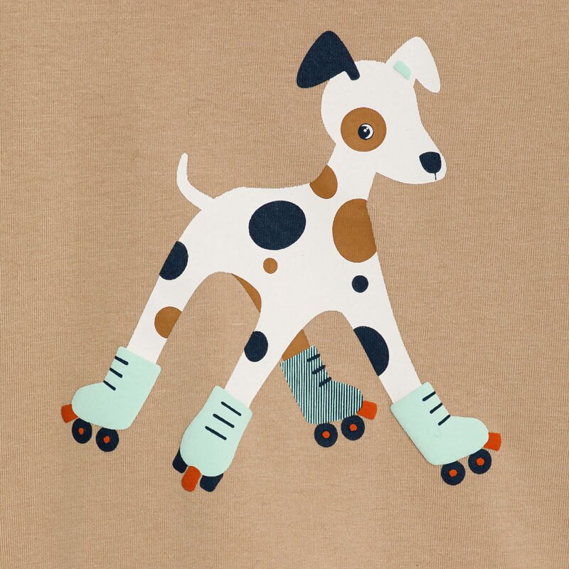 T-shirt chien rollers marron bébé garçon Beige