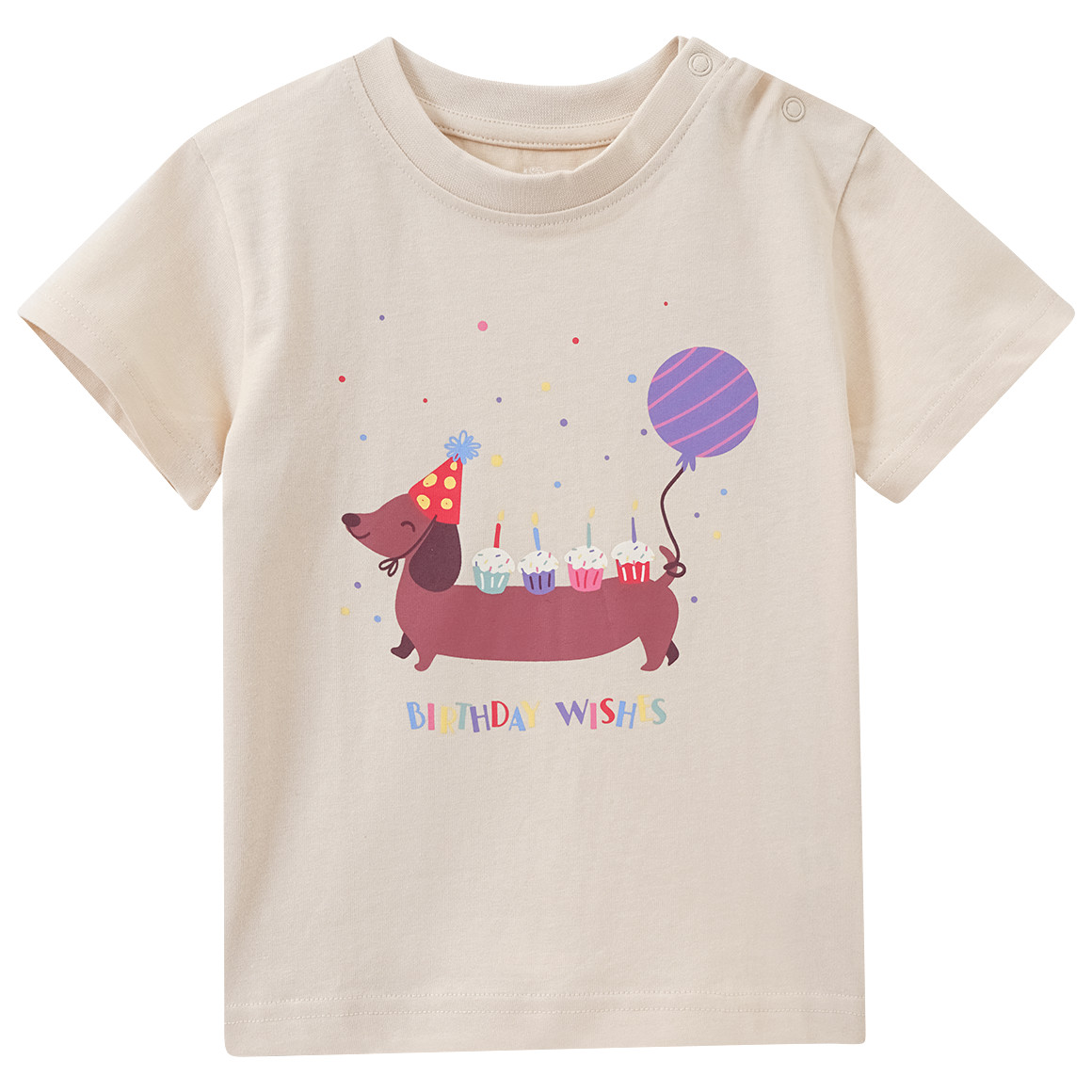Topomini Baby T-Shirt mit Geburtstags-Motiv beige