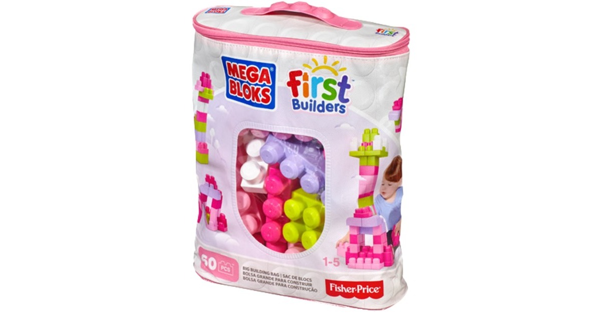 MattelFirst Builders - Big Building Bag (Roze), 60 stuks Constructiespeelgoed  (DCH54)