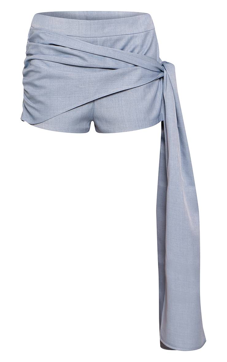 Bleu Pâle Short Tailleur Coordonné Avec Détail Cache-cœur