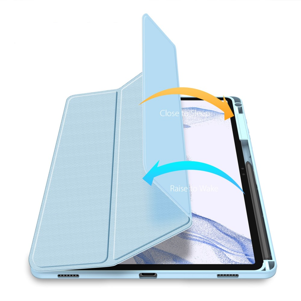 Samsung Galaxy Tab S9  Plus Leder Tasche Smart Cover Schutzhülle   S-Pen Halter - Blau