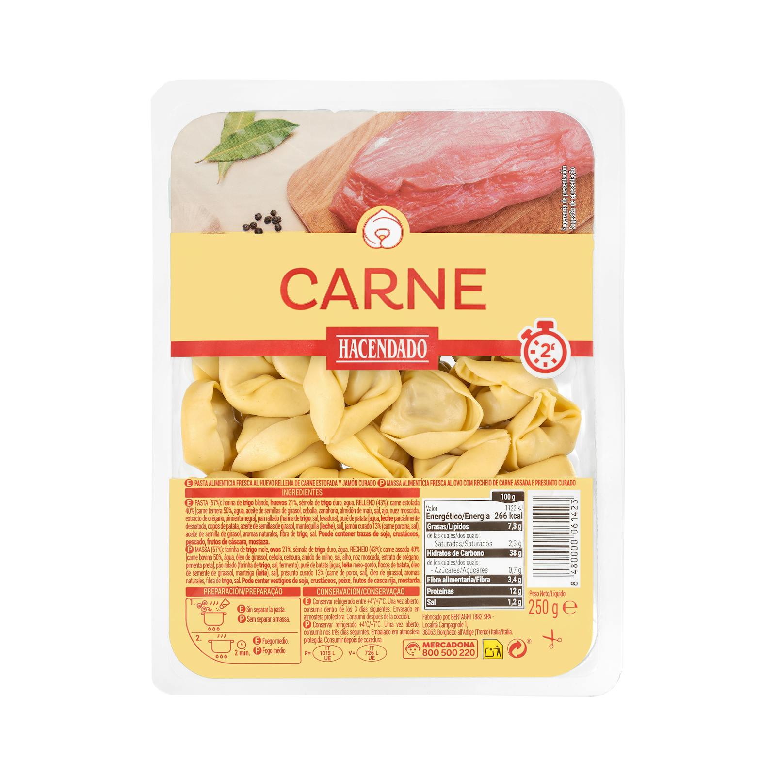 Tortellini de pâtes fraîches à la viande Hacendado