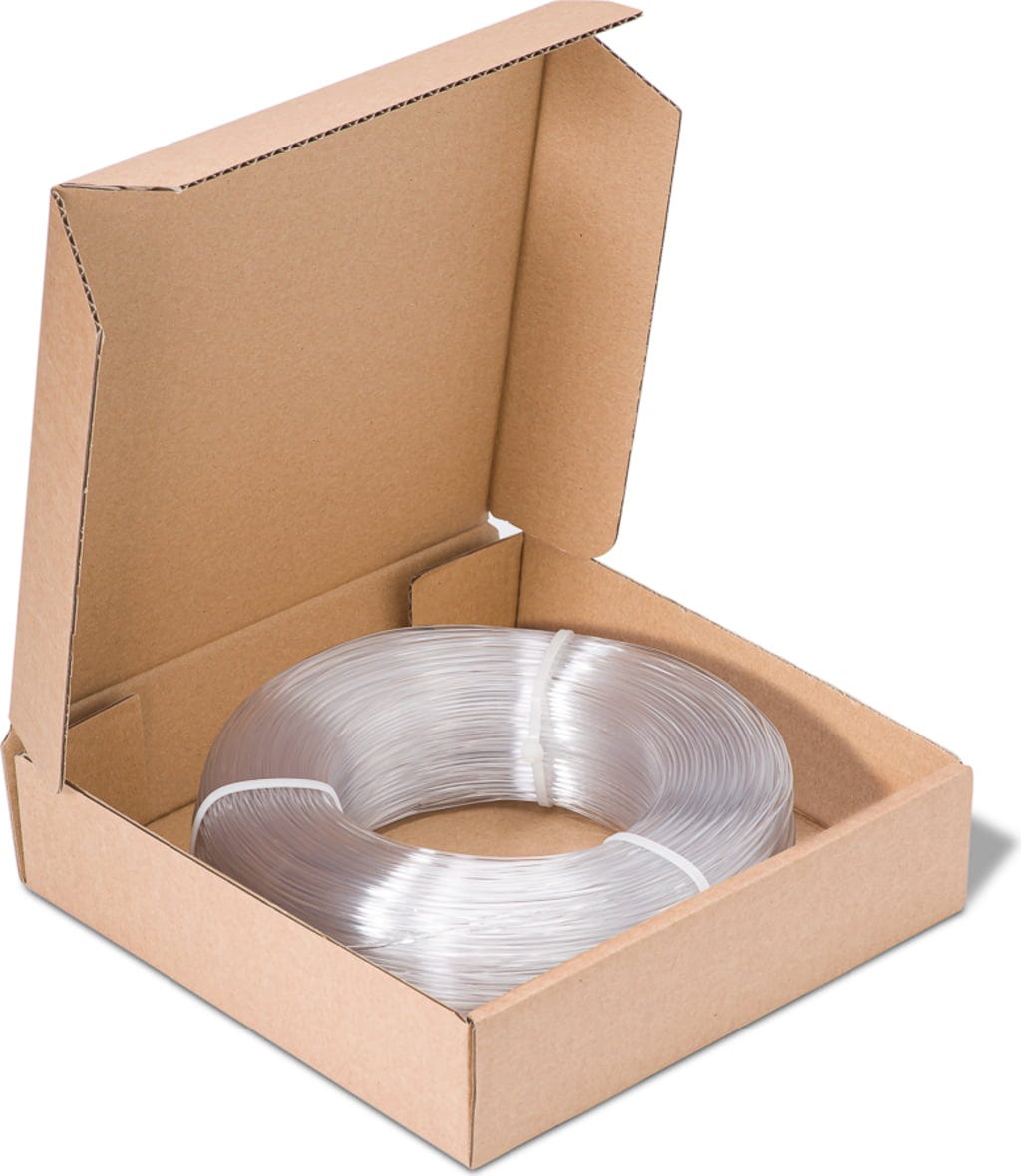 Fiberlogy  Refill PCTG Pure Transparent, 1,75 mm / 750 g    Schlagzähiges & temperaturbeständiges Filament ohne Spule