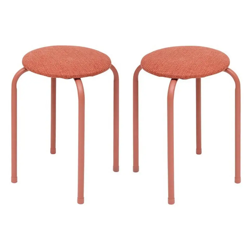 5Five Stapelbaar zit krukje - metaal/polyester - roze