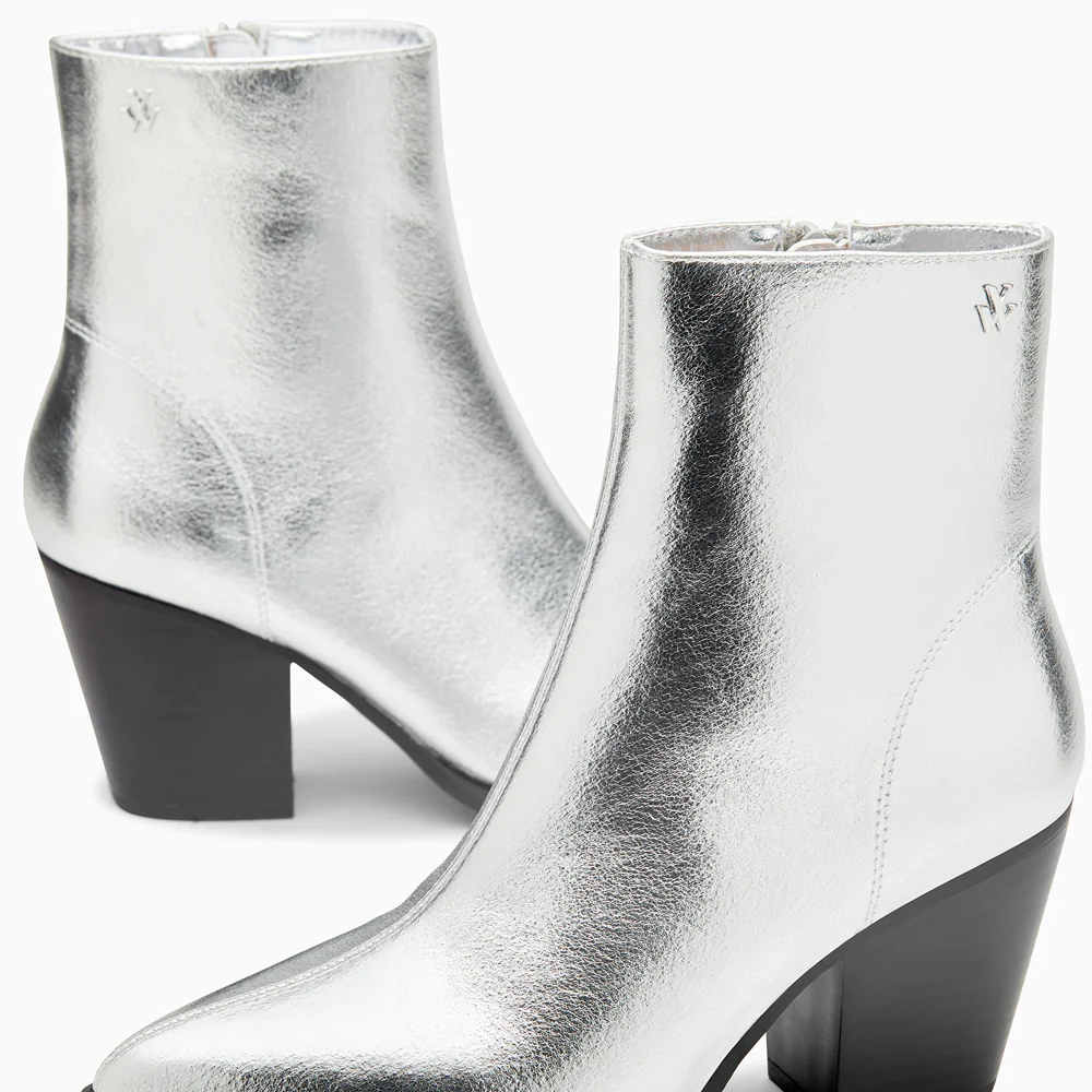 Bottines-Bottines santiags Dina argent à talon