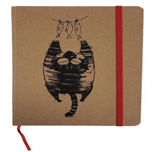 Caderno ecológico com estampa de gato da Caudania. Lá vou eu!