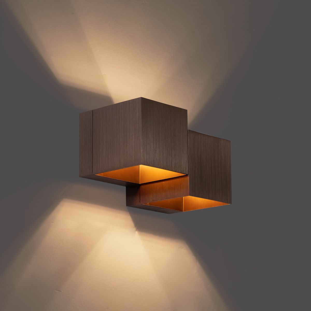 Moderne wandlamp donker brons 2-lichts - Transfer Double