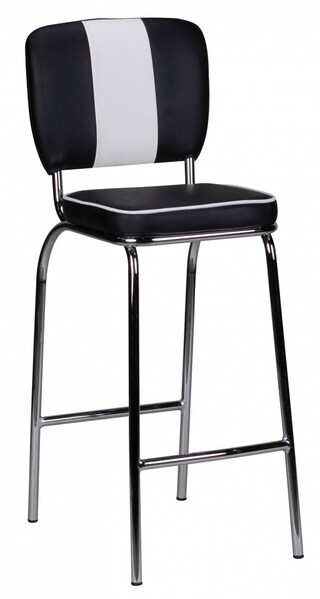 Barhocker Lederlook schwarz/weiß