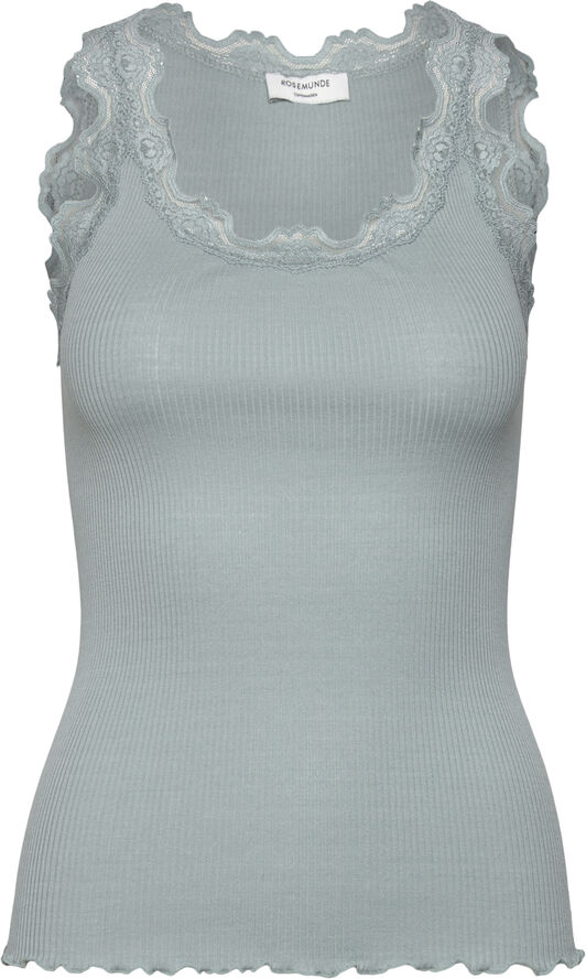 Rosemunde Silk top w/ lace Lyseblå