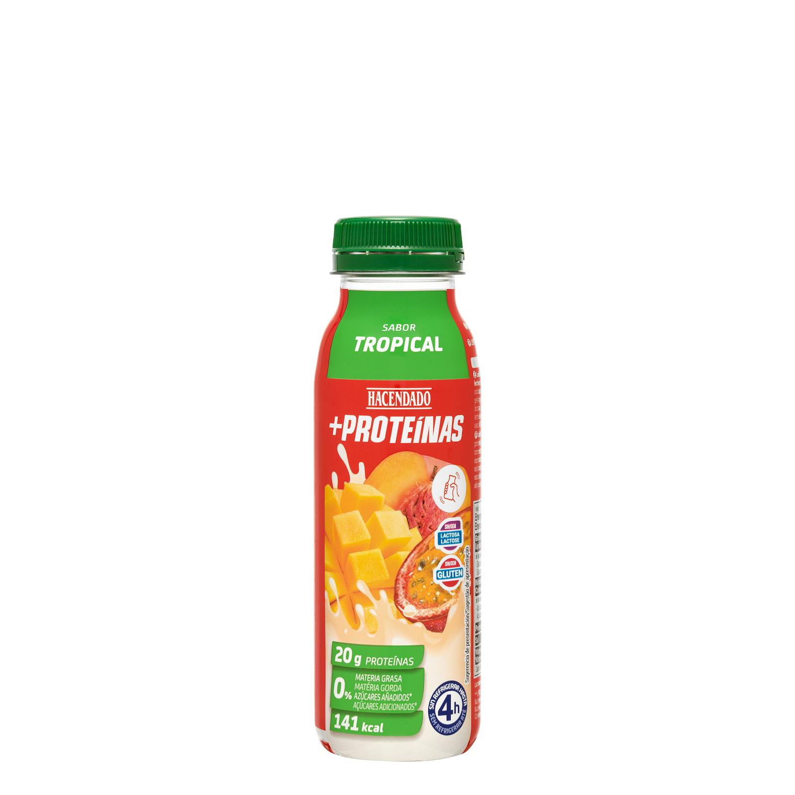Boisson au lait écrémé au goût tropical + Protéines Hacendado 0% mg 20 g de protéines