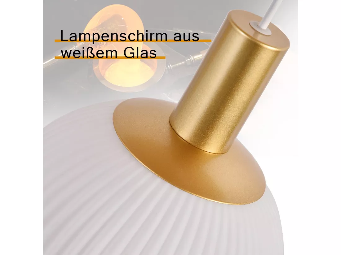 NETTLIFE Suspension E27 or Lampe à suspendre 3 feux Réglable en hauteur Lampe à suspendre Moderne