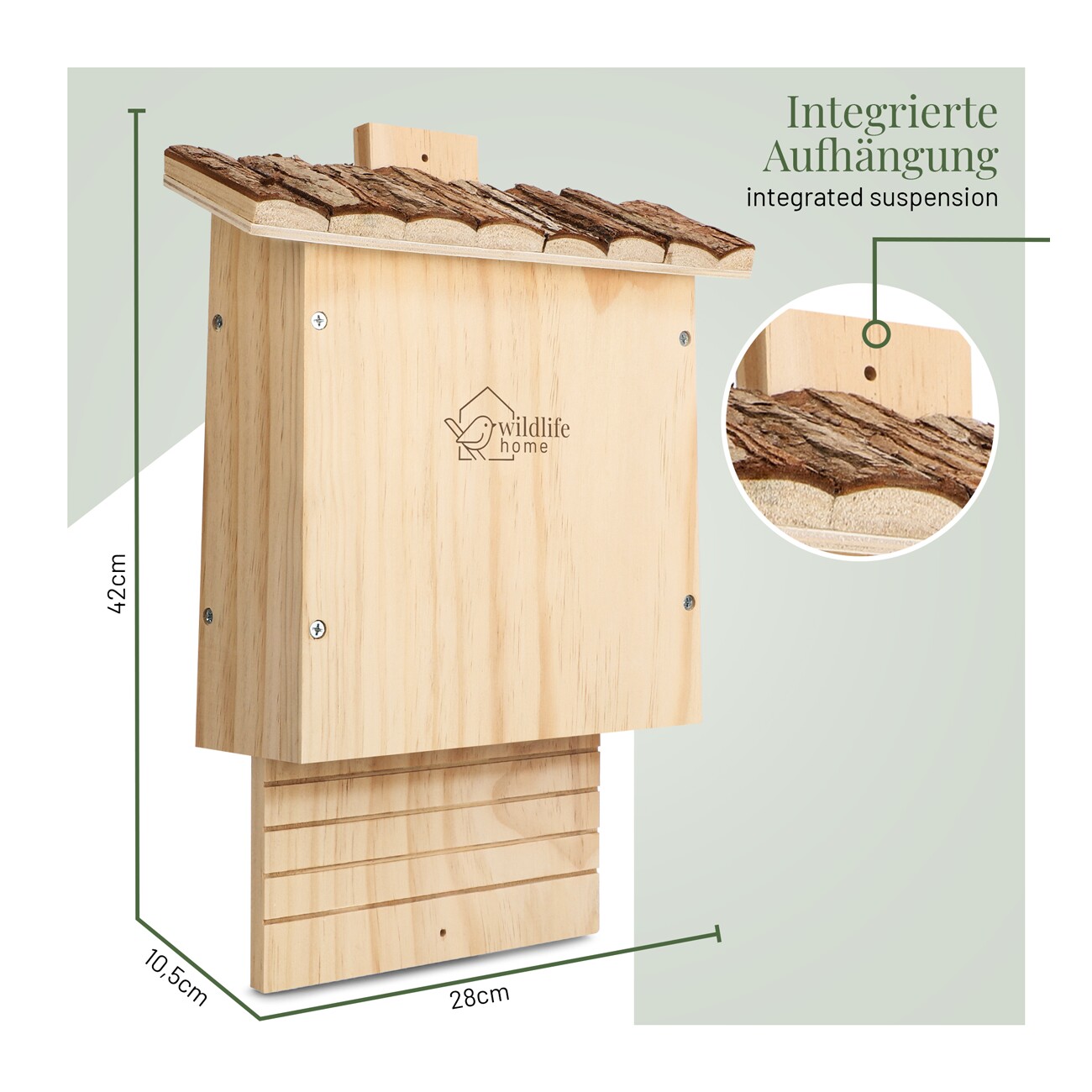 WILDLIFE HOME Fledermauskasten mit Rindendach