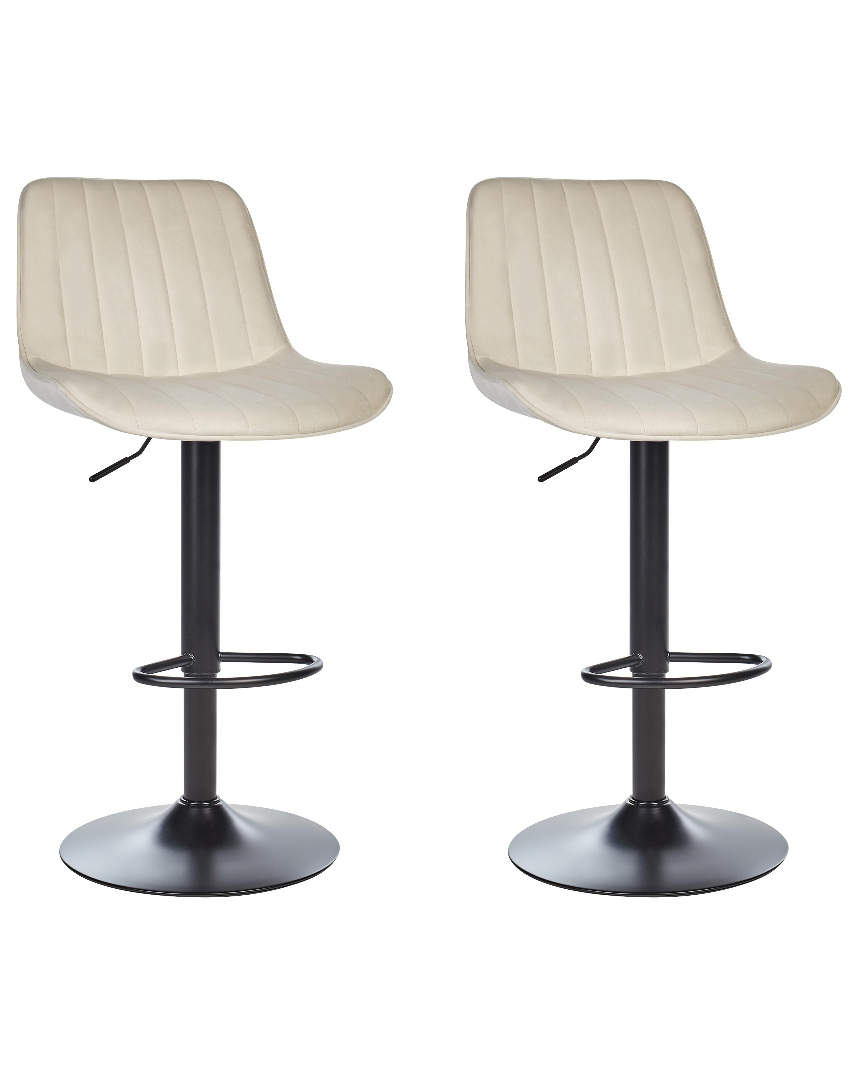 Set van 2 barstoelen DUBROVNIK Fluweel draaibaar Lichtbeige