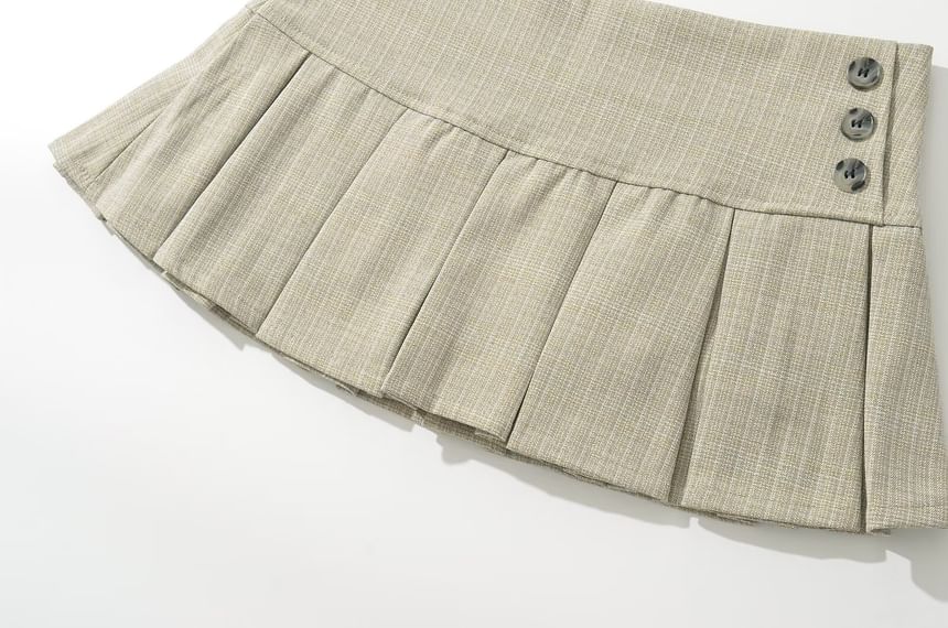 Asiris - Laag getailleerde effen mini-plooirok
