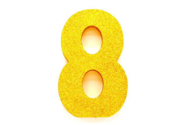 Goud Tafeldecoratie Cijfer 8 Glitter 20,5cm