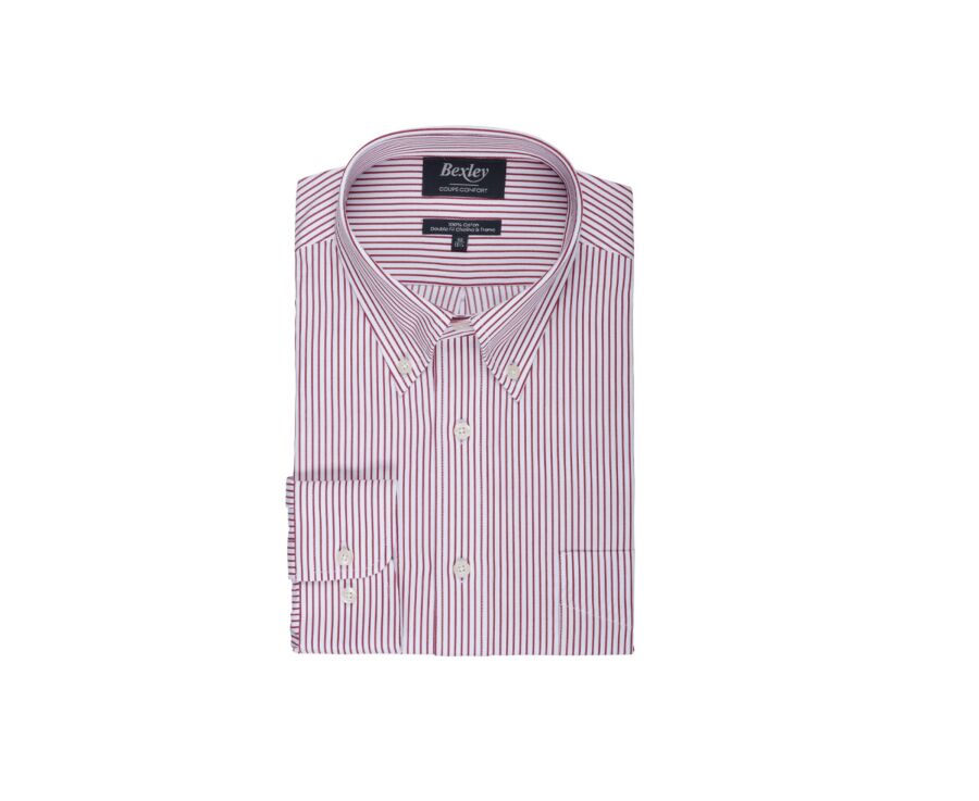 Chemise blanche à rayures rouges poche poitrine - BRODERICK