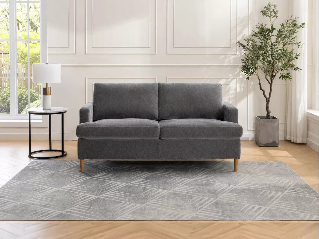 Canapé 3 places convertible en tissu gris COPONA