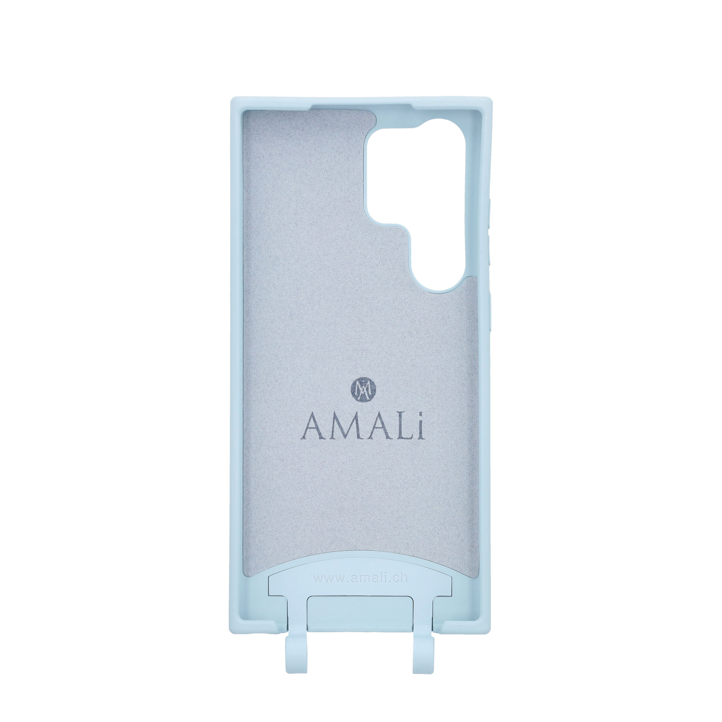 Samsung Galaxy S23 Ultra Handy Hülle Elegantes Case mit abnehmbarem Necklace Adapter - Light Blue / Silver
