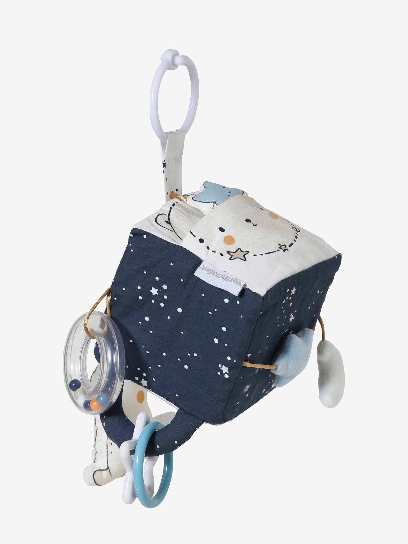 Cubo de atividades suspenso CELESTE azul escuro liso com motivos
