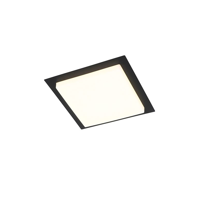 Moderne plafondlamp zwart vierkant incl. LED IP44 - Lys
