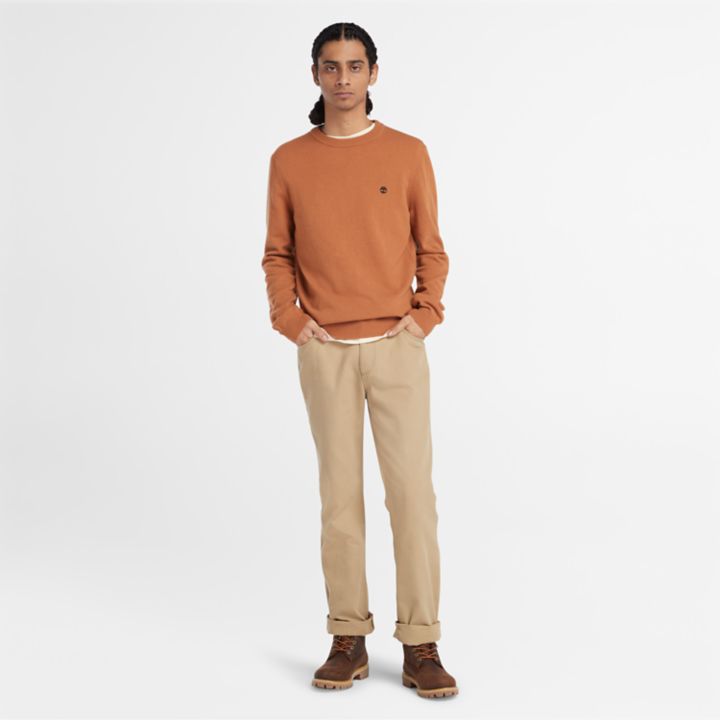 Suéter Cohas Brook de gola redonda para homens na cor marrom.