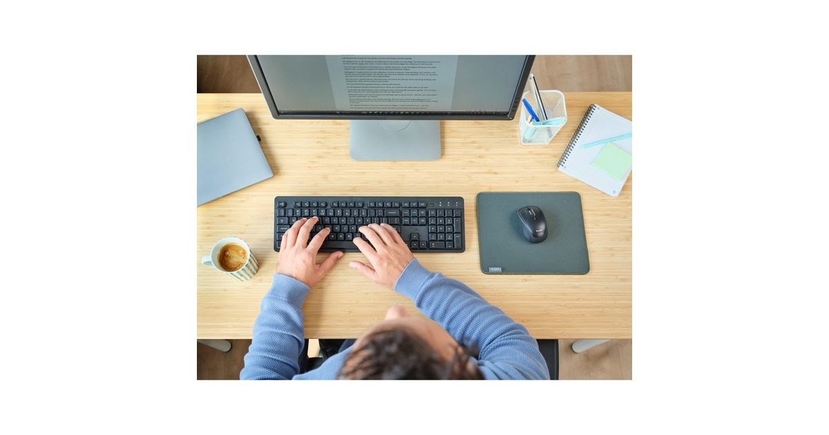 TrustOdy II Stille draadloze toetsenbord- en muisset, desktopset  (Zwart, US lay-out, Membraan, 800 dpi - 1.600 dpi)