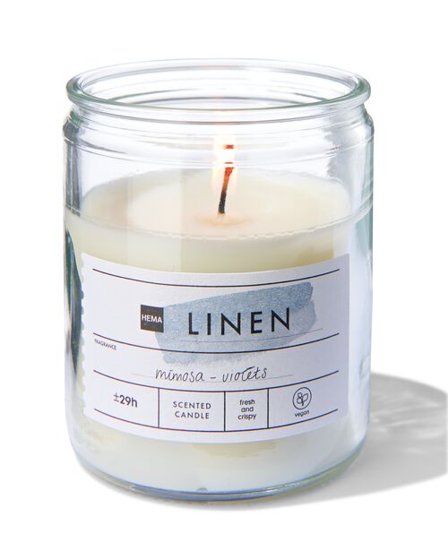 bougie parfumée dans un verre Ø6.5 linen