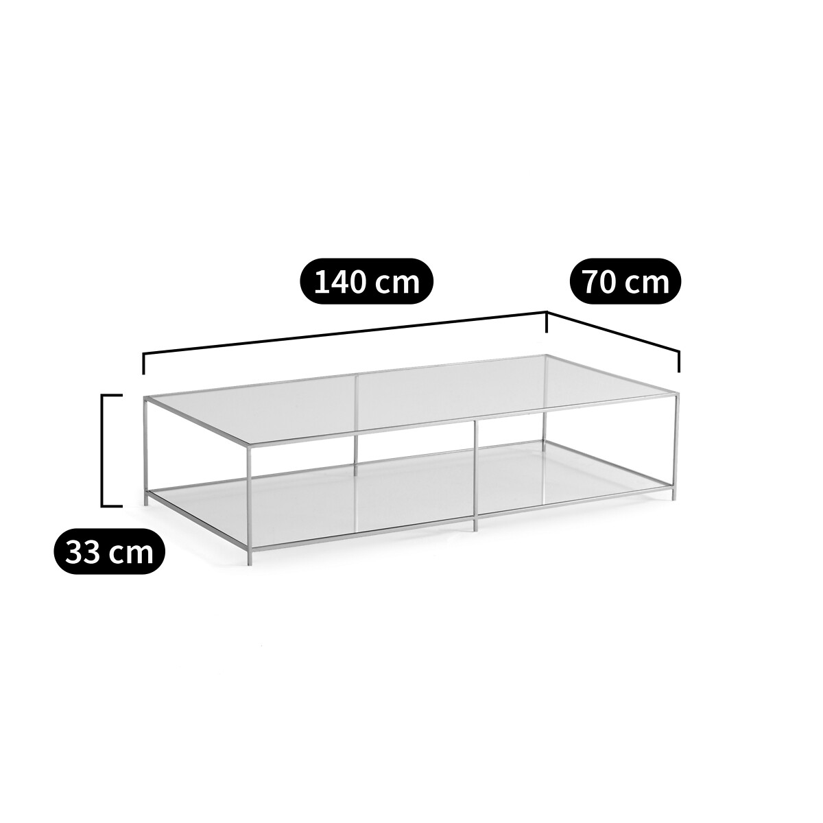AM.PM<br>Mesa de centro retangular em vidro temperado Sybil