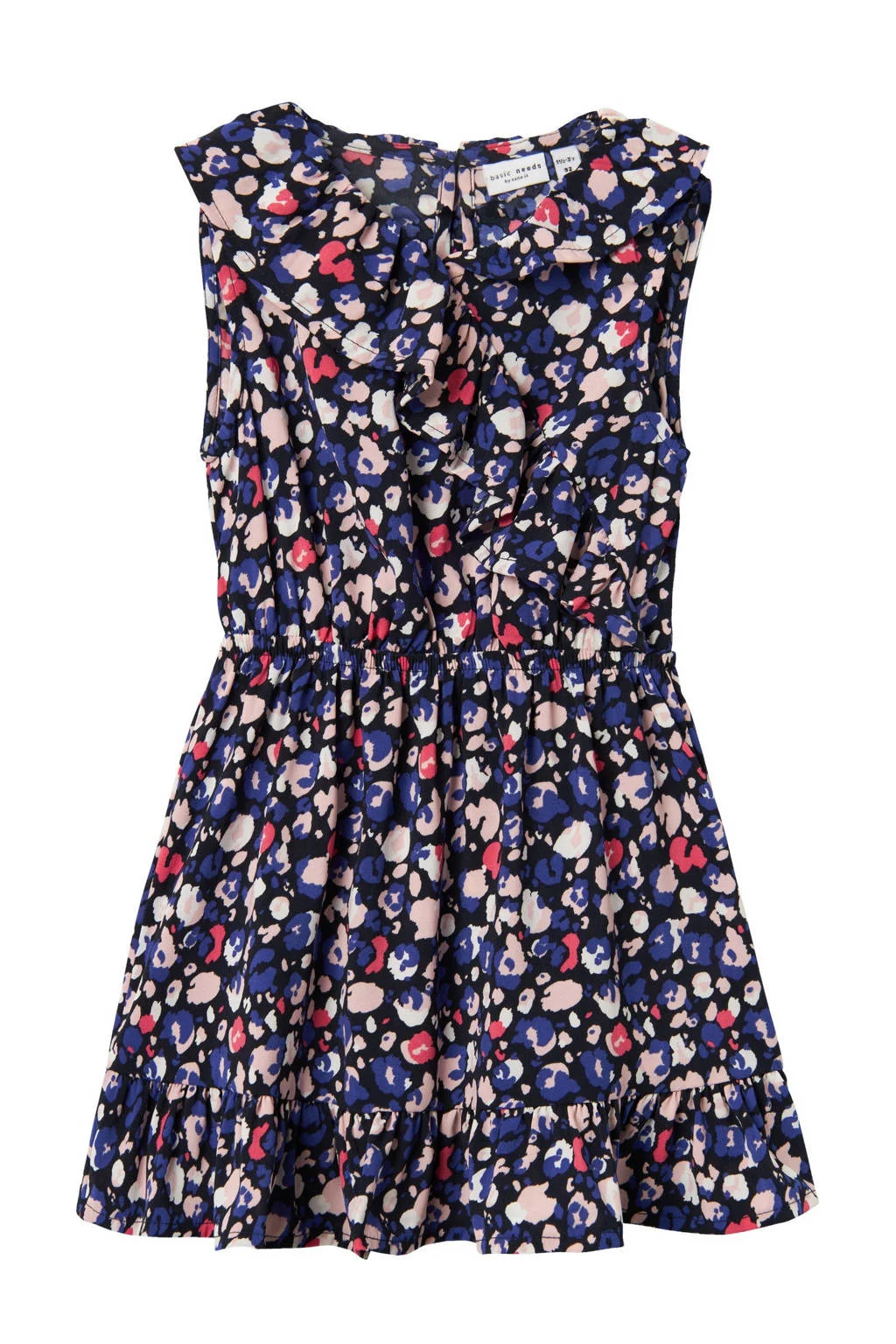 NAME IT gebloemde jurk NMFVINAYA donkerblauw/roze/wit