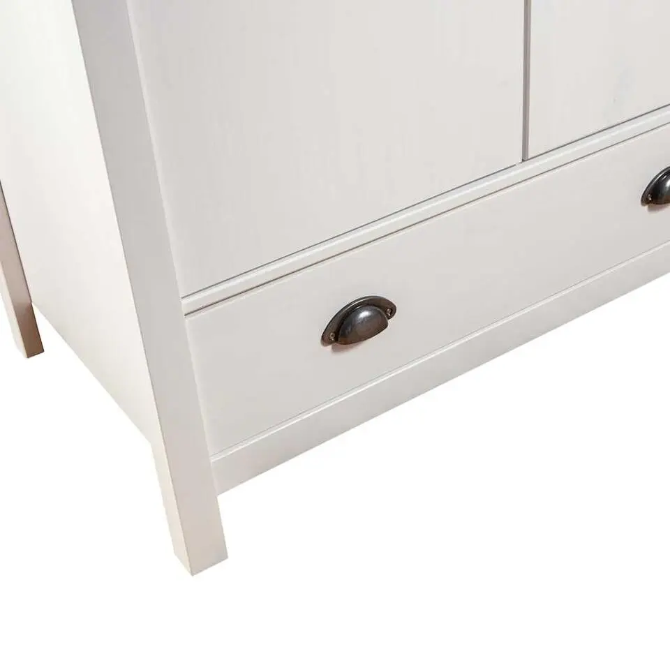 vidaXL - 3-deurs Kledingkast Hill met 2 lades - Grenenhout - Wit - 127x50x170 cm