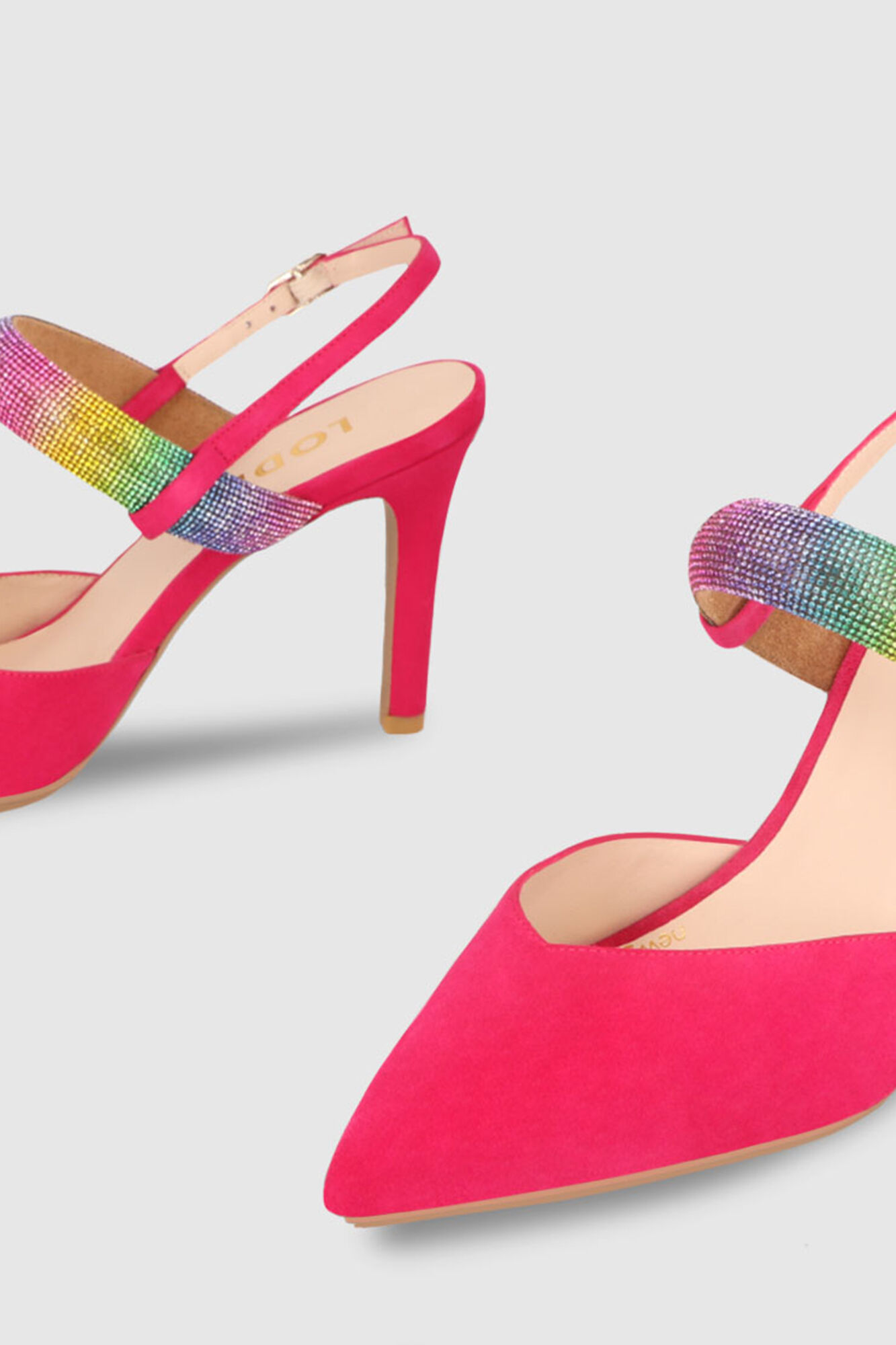 Sapatos de salto slingback em camurça - Fúcsia
